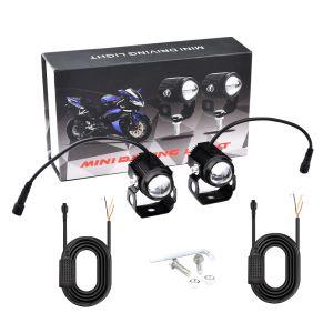2Pcs Motorcycle LED HeadLight Dual Color Work Spotlight Headlamp Driving Light Fog Lamp With Switch