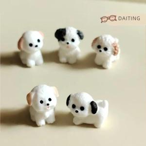 DAITING 5Pcs Miniature Puppy Fairy Garden Decoration Kawaii Resin Cartoon Animal White Dog DIY Home Decor Dollhouse Accessories