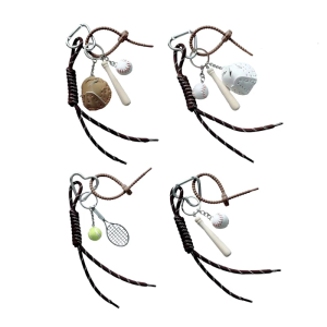 Leather Key Ornament Baseball Rope Hanging Ornament Fashion Keychain Baseball Rope Charm Suitable for Bag and Key