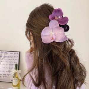 Sweet Phalaenopsis Flower Hairpin Women Girls Korean Hawaiian Colorful Flower Beach Hairpin Flower Pearl Barrettes Accessories