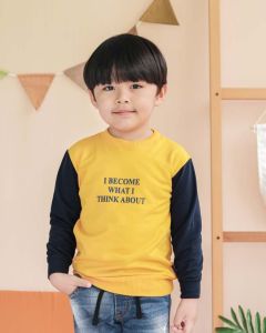 Lily And Clark Sweater Warna Kuning Salur Navy Keren OOTD Anak ST03