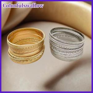 Colorfulswallow 7 cái bộ thời trang thanh lịch hình thoi trái tim Twist thiết kế mịn Vòng đeo tay thiết lập cho phụ nữ đồ trang sức accessries Quà Tặng