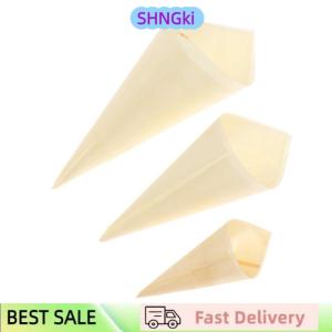 SHNGki 50pcs Disposable Wood Appetizer Cones Ice Cream Cone Cups Party Candy Cones