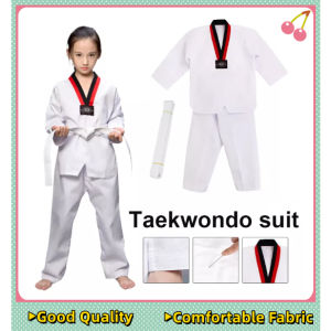 Taekwondo V-Neck White Uniform High-quality Taekwondo Clothes Kid Adult Taekwondo Uniform Karate Suit Pure cotton Long Sleeves