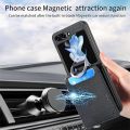 Ốp lưng Samsung Galaxy Z Flip 6 có ngăn đựng thẻ & nhẫn, bao da PU chống sốc, ốp điện thoại có chân đế cho Galaxy Z Flip6 LZQB màu đen. 