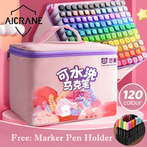 AICRANE 2022New Washable Marker Pen Set stationery Student Birthday Gift Painting Safe odorless 24/48/80 Color Double-headed Marker Kids Watercolor Pens Painting Tool