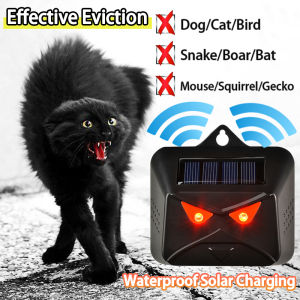 （tombph）Multi-silicon Solar Panel Battery Dual Powered Animals Repeller Dog Bird Repeller Red LED Light Flashing Repellent Deterrent Device