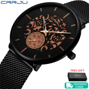 CRRJU Jam Tangan Strap Stainless Steel Mesh belt/Jam Tangan Pria Kuarsa Tahan Aair Terb(2150b)
