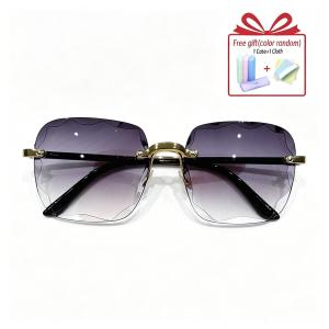Ladies Sunglasses Square Rimless Gradient Design Sunglasses UV Protective Glasses