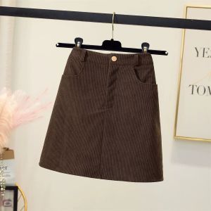 COD black corduroy skirt large size fat mm autumn and winter hip-wrapped womens A-shaped skirt thin versatile one-step skirt short skirt 2026 new product