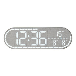 USB Port Digital Wall Clock Temperature and Date Week Display Electronic LED Table Alarm Clocks Brightness Adjustable 12/24H Format