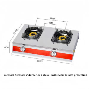 Mideca 4 burner gas stove heavy duty Desktop gas stove High-pressure industrial gas furnace 3 burner heads stainless steel stove