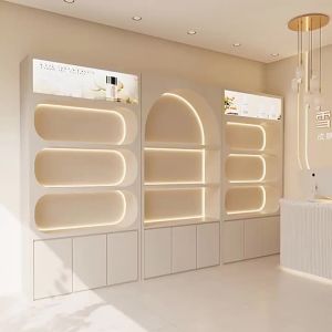 xpkQ French Beauty Salon Makeup Display Cabinet Skin Care Product Rack Makeup Cabinet Storage Rack High-end Salon Furniture FYMC Q3P9R