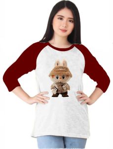 Kaos Atasan Wanita sablon labu/ Kaos raglan Wanita Lengan 3\4/ Kaos Cewek/ Kaos Oblong/ Baju Kaos Tshirt/ Tshirt wanita/ Tshirt cewek/ Baju Wanita