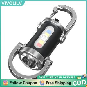 VIVOLILV Keychain Light Rechargeable Mini Keychain Flashlight Multifunctional Portable Super Light For Outdoor Safety Emergency Hiking Work Camping Outdoor LED Light
