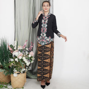 KEBAYA ENCIM BORDIR KOMBINASI LENGAN PANJANG UKURAN JUMBO SETELAN ROK TUMPAL PUCUK REBUNG BETAWI