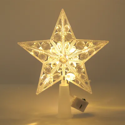 Christmas Tree Ornaments Top Stars Led Light Lamp / Colorful Shiny Lamp Xmas Top Star Ornaments Navidad Decor / Fairy Pentagram Light Christmas Tree Topper