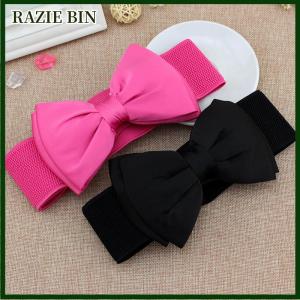 RAZIE BIN ใหม่เข็มขัดคาดเอวผูกโบว์ยืดได้สำหรับผู้หญิงสายรัดเอวแบบผูกโบว์ยืดได้กว้างเข็มขัดแฟชั่นชุดเดรสสำหรับเด็กผู้หญิงเข็มขัดรัดเอว