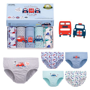 KUCHAR 5pcs/Box Kid Boy Cartoon Cotton Comfortable Briefs Underwear Gift Panty For Kids 3-14 Years