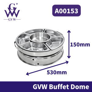 GVW Stainless Steel Ceramic Dome Set Buffet Warmer Round Food Tray Stand Dome Feast Bowl Catering