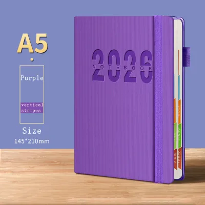 2026 Weekly & Monthly Planner A5 Notebook 100 GSM Paper PU Leather Hard Cover Agenda Schedules