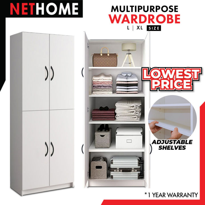 LIMITED TIME⚡️NETHOME 2 Door 4 Door Wooden Wardrobe Almari Baju Almari ...