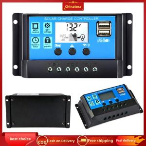 [Chinatera Malll] Solar Panel Battery Intelligent Regulator with Adjustable LCD Display Intelligent Solar Panel Controller Timer Setting for Home Industrial Commercial Outdoors Work