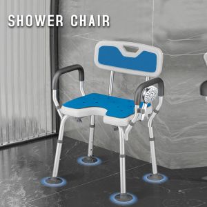 U TYPE Shower Chair Adjustable Height For Elderly Disabled Handicap Pregnant Collapsible Safety Seat
