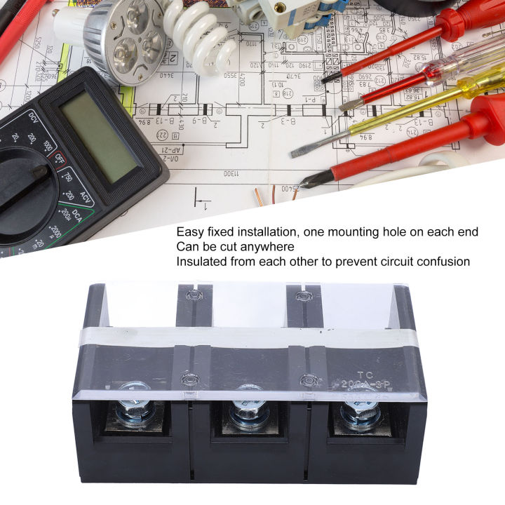 Terminal Block Strip 200A 3P Terminal Block 200A 3P with Clear Cover ...