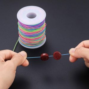 Elastic Cord for Jewellery Making Elastic for Bracelet Making Beading Threads Rainbow Crafting String (100m/roll) for DIY Bracelets Jewelry Making Pony Beads Toys