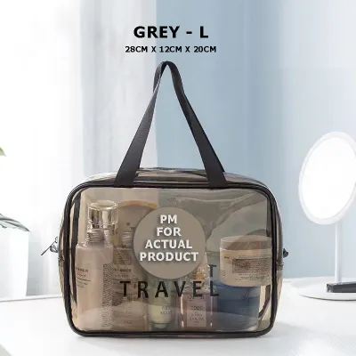 Transparent Toiletry Bag Zip Organizer Pouches PVC Travel Cosmetic Makeup Bags With Handle