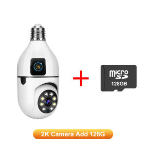 4MP Dual Lens Bulb PTZ Wifi Camera Full Color Night Vision Automatic Tracking Indoor CCTV Security Wifi Camera