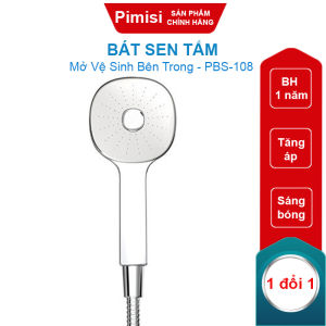 Bát Sen Tắm Của Vòi Tắm Hoa Sen Nóng Lạnh Pimisi PBS-108 Với Tay Sen Bằng Nhựa Cao Cấp Mạ Xi Cr/Ni Màu Inox Sáng Bóng Kiểu Vuông Bo Tròn Góc - Theo Công Nghệ Đầu Phun Tăng Áp Dạng Phun Mưa Tiết Kiệm Nước | Hàng Chính Hãng