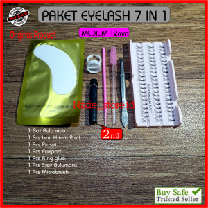 PAKET Bulu Mata Tanam Eyelash Extension Bulumata NATURAL HALUS Ringan LEMBUT PREMIUM MURAH 7 in 1
