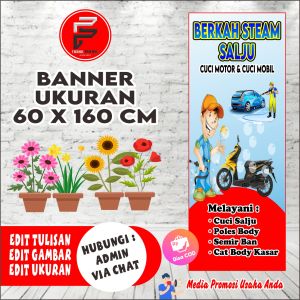 Spanduk Banner Cuci Motor dan mobil ukuran 60 x 160 cm