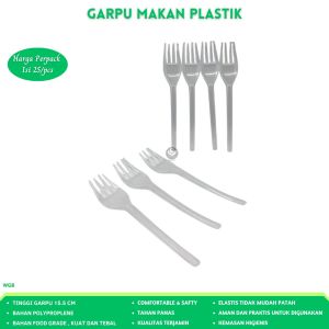 Garpu Makan Garpu Plastik Bening Set Garpu (Isi 25 Pcs-WGB) - 5 PACK