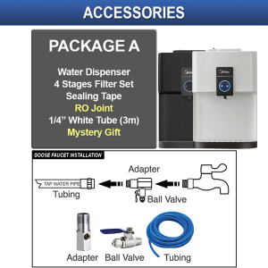 2024 New MIDEA Tabletop Water Dispenser Hot Warm Cold Desktop Water Purifier Midea YL-2037 - 4 Stages Antibacterial Filter (Halal Certified)
