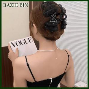 RAZIE BIN Korean Rhinestone Butterfly Mesh Hair Clip Mesh Dot Bow Hair Claw For Sweet Girls Party Headwear Gift