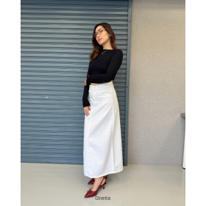 Onetta - OLIVIA WHITE - Rok Jeans Putih Wanita High Waist Basic Style