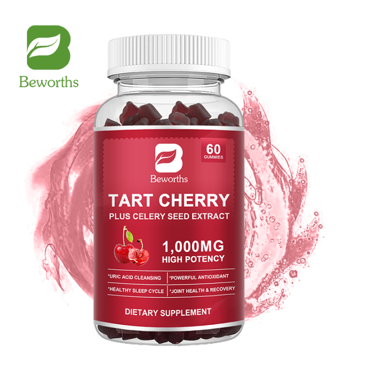 BEWORTHS Tart Cherry Gummies 1000mg Plus 200mg Celery Seed Extract for Joint Comfort Uric Acid