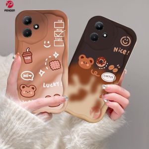 (Lokal Ready) PENGER Casing hp Infinix Hot 30i Note 12 G96 Hot 12 Play Hot 11 Play Hot 9 Play Hot 10 Play Smart 5 Smart 6 Smart 7 Hot 20S 3D Wavy Curved Edge Gradient Coffee Beruang Kecil Case