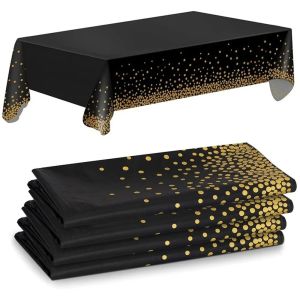 PEVA Tablecloths for Rectangle Tables Disposable Table Cloths Covers Gold Dot Confetti Parties Wedding 54" x 108"
