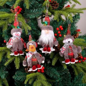FERAB Tabletop Doll Christmas Plush Snowman Doll Realistic Merry Christmas Christmas Doll Decorations Santa Claus Figurine Cartoon Knitted Elk Snowman Doll Santa Claus Gifts