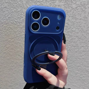 Fashion Candy Jelly Bracket For Magsafe Ring Stand Case For IPhone 17 16 15 14 13 Pro Max Frosted Bright Color Silicone Cover