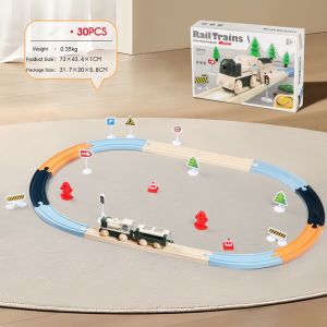 30/69/287pcs New DIY Rail Train Toy Set Electric Railway Track Building Block Set