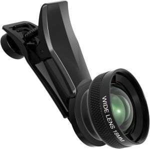 18mm Wide Angle for iPhone Samsung and Android Smartphone with 17mm Thread Universal Phone Clip and Black Portable Bag