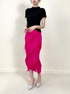 3313 One Size (45-75kg) Tassel Spring And Summer All-Match Comfortable Elastic Waist Hip One-Step Skirt