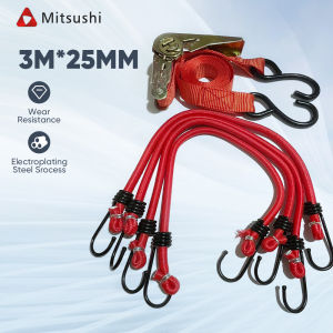 Mitsushi 5m/3m/2.5m Cargo Rope Cargo Strap Metal Buckle Ratchet Adjustable Ratchet Cargo Tie-Down Lashing Belt Car motor Tow Rope Luggage Belt
