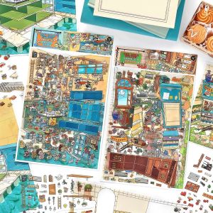 MACRAMEX PET Miniature Landscape Sticker Food Street Series DIY 3D Landscape Sticker Creative Large Size Miniature Scene Collage Gift