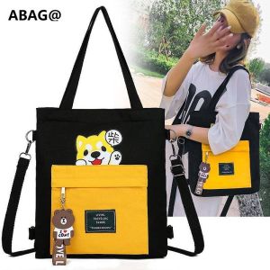 ABAG Canvas Handbag Women Shoulder Tote Bag with Removable Strap Crossbody Wear Resistant Casual Fashion Zipper Bag Student Tutorial Bag